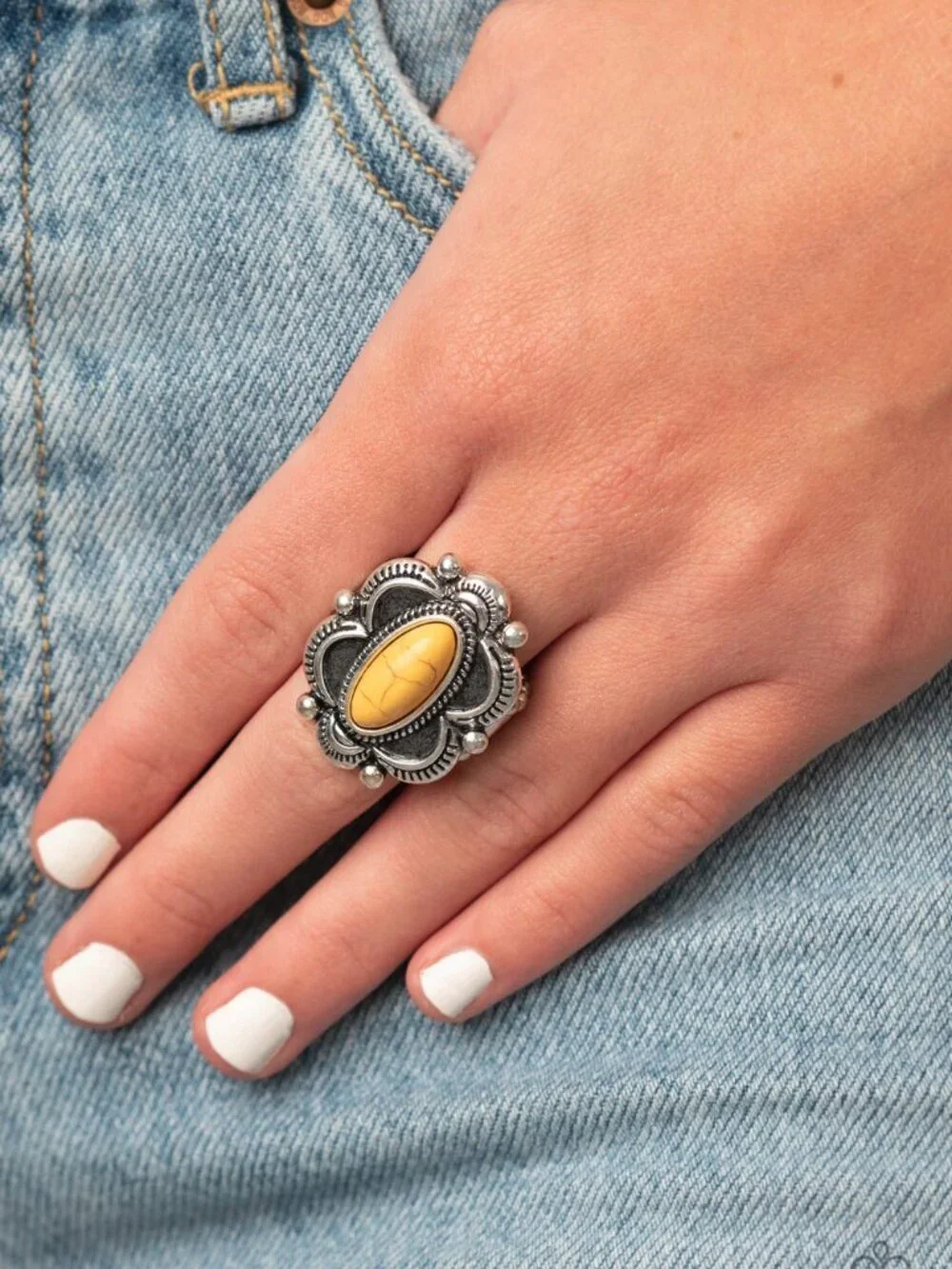 Paparazzi Jewelry Accessories - Sage Garden - Yellow Ring - Vintage